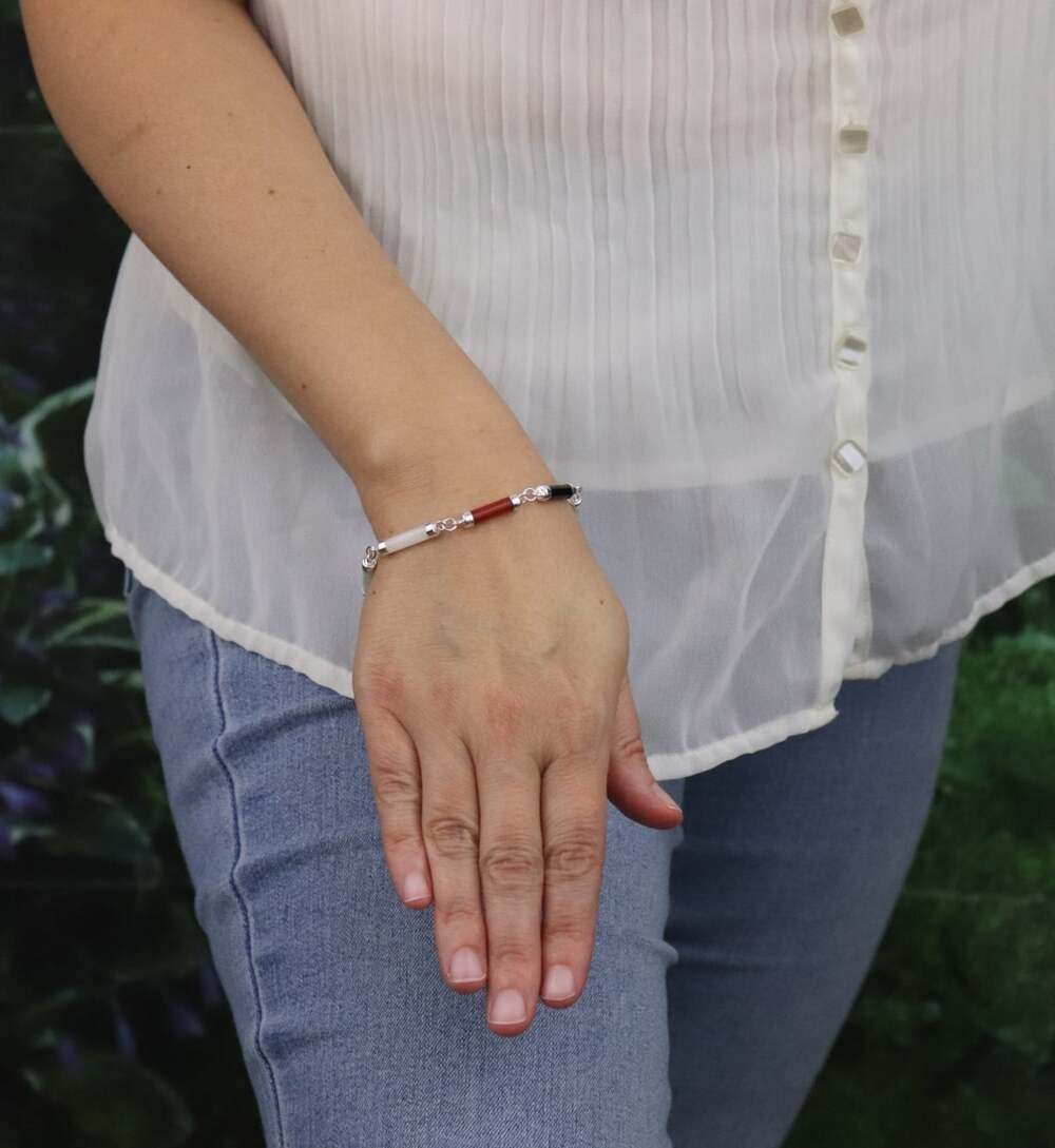 Sterling Silver Multicolor Jade Bracelet 7 1/2" inch - Picture 2 of 6